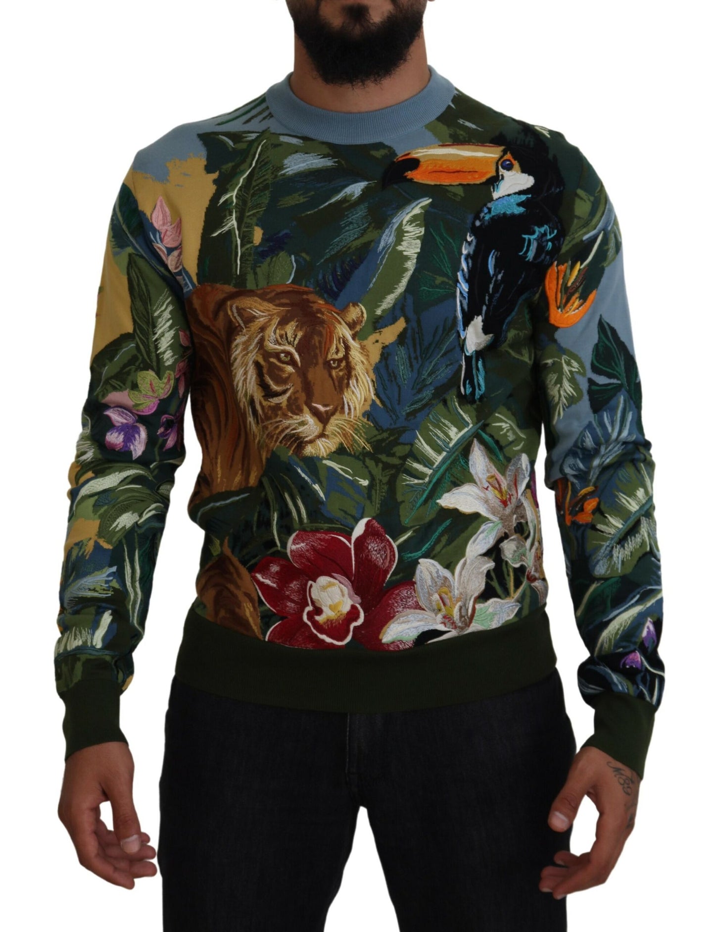 Jersey multicolor de lana Jungle con logo