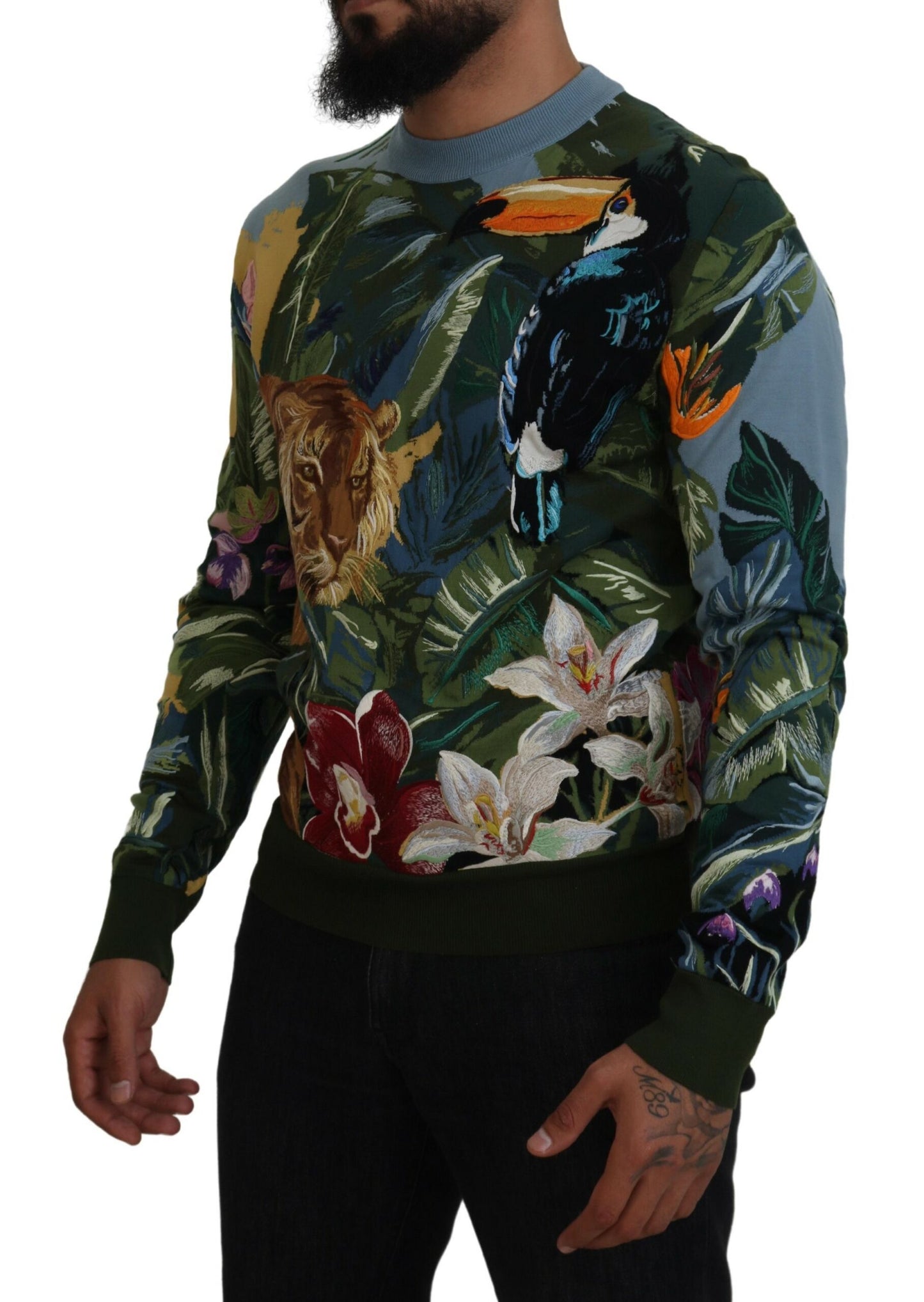 Jersey multicolor de lana Jungle con logo