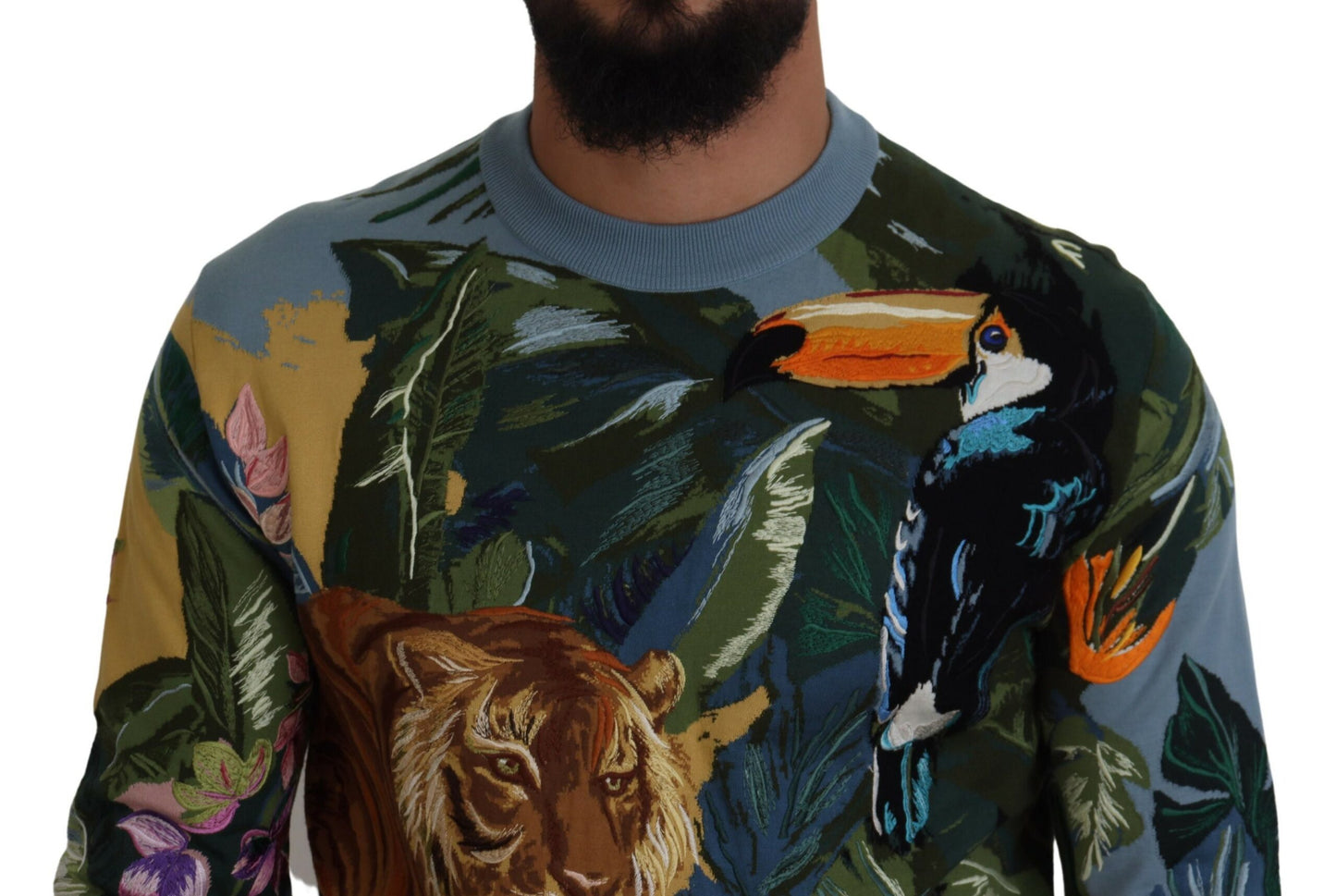 Jersey multicolor de lana Jungle con logo