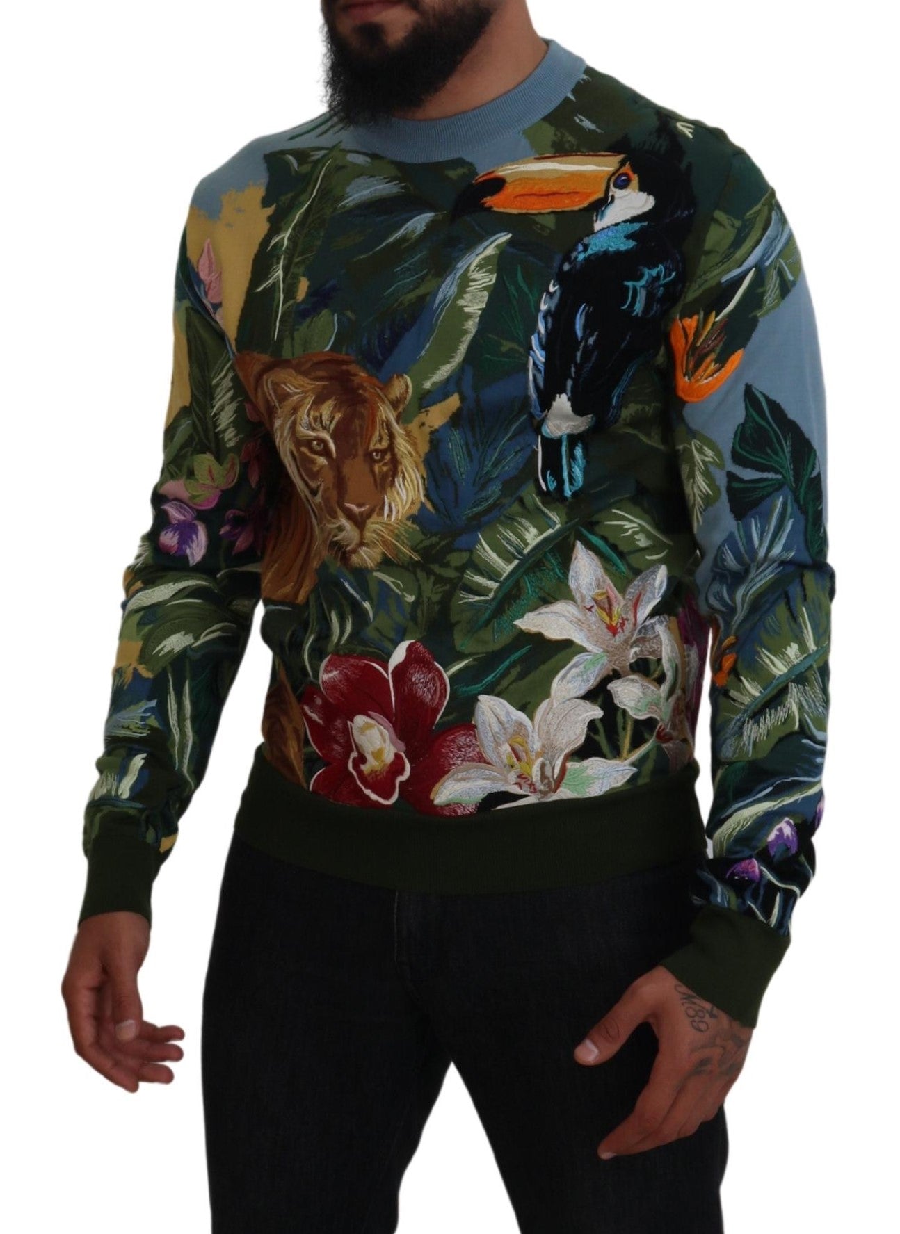 Jersey multicolor de lana Jungle con logo