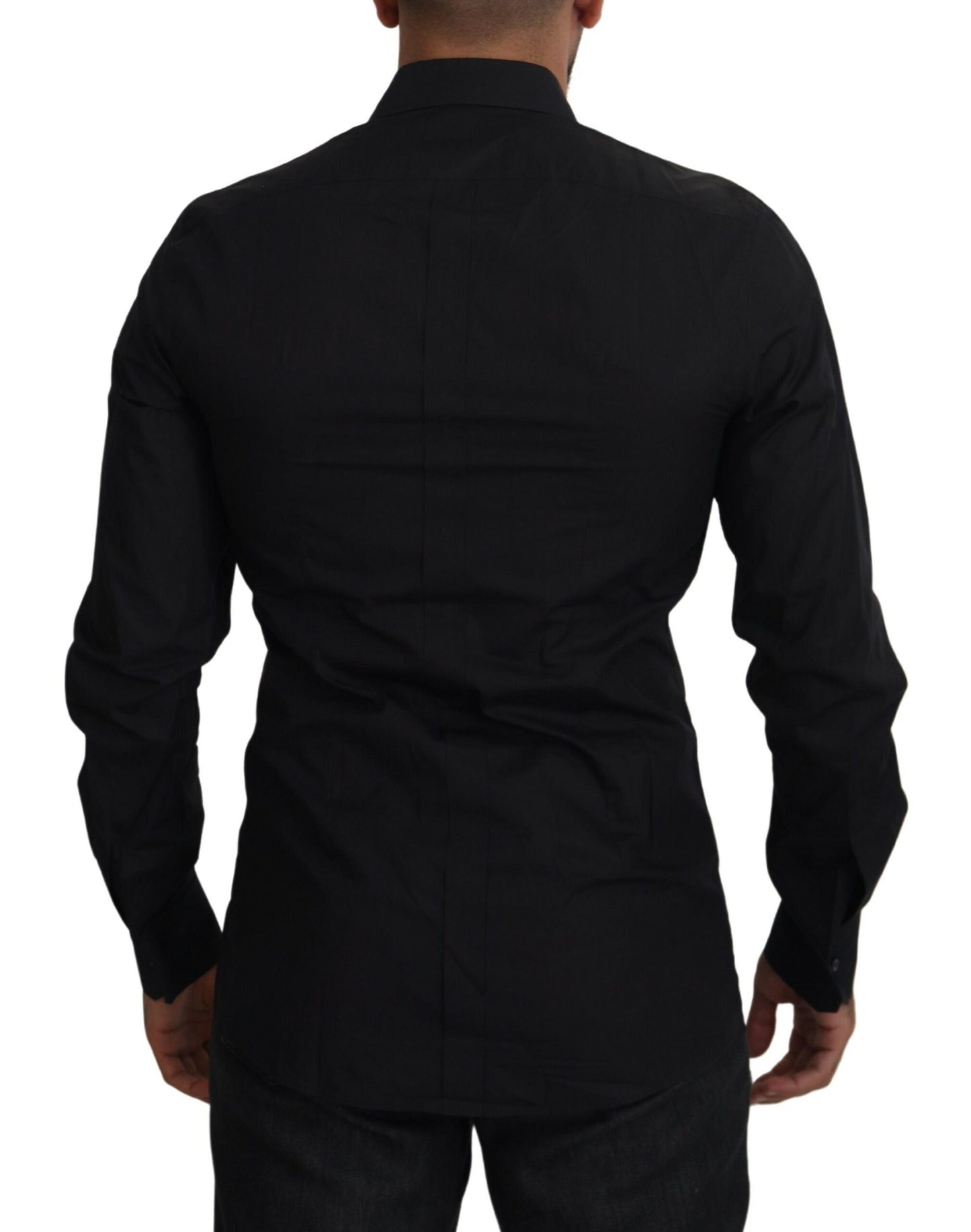 Camisa ORO de manga larga con bordado floral negro para hombre