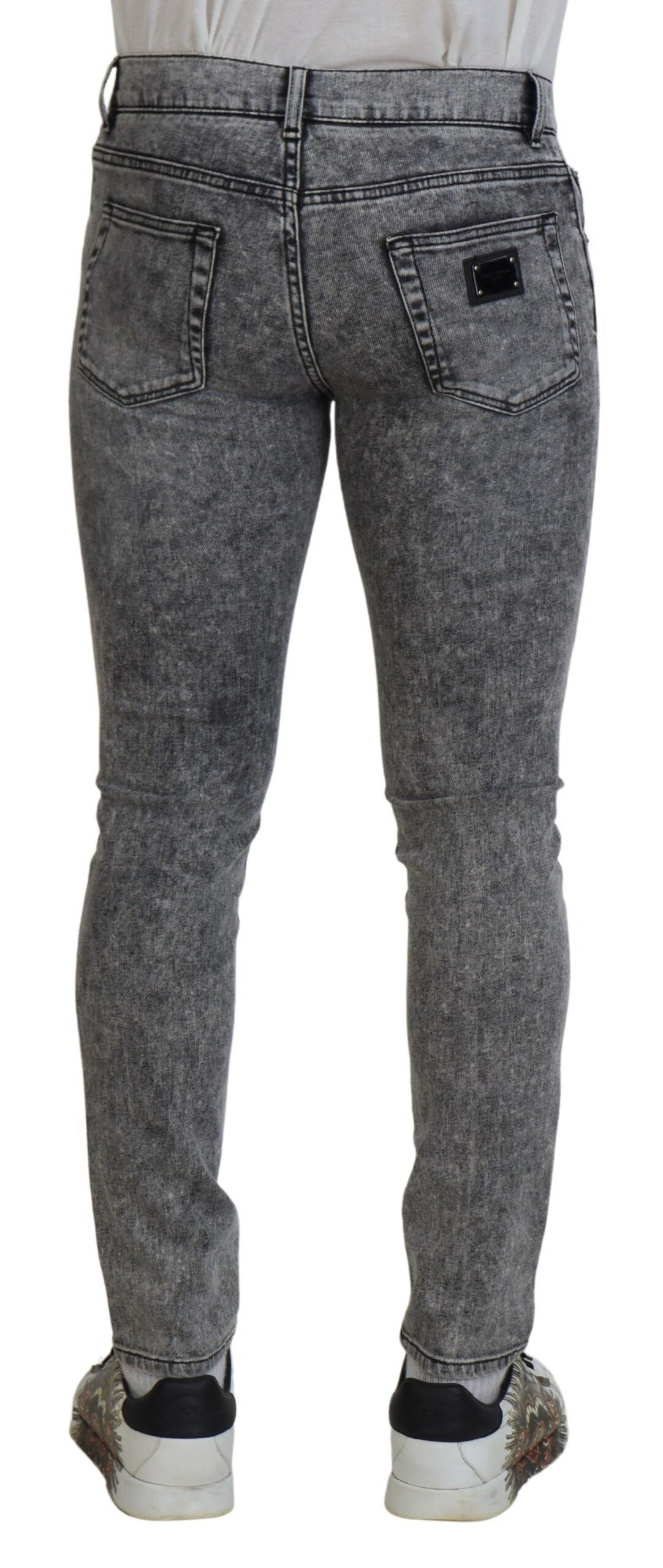 Jeans denim da uomo slim fit in cotone lavato grigio