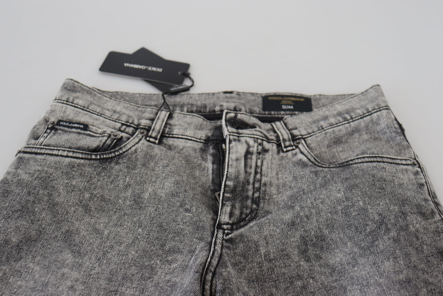 Jeans denim da uomo slim fit in cotone lavato grigio