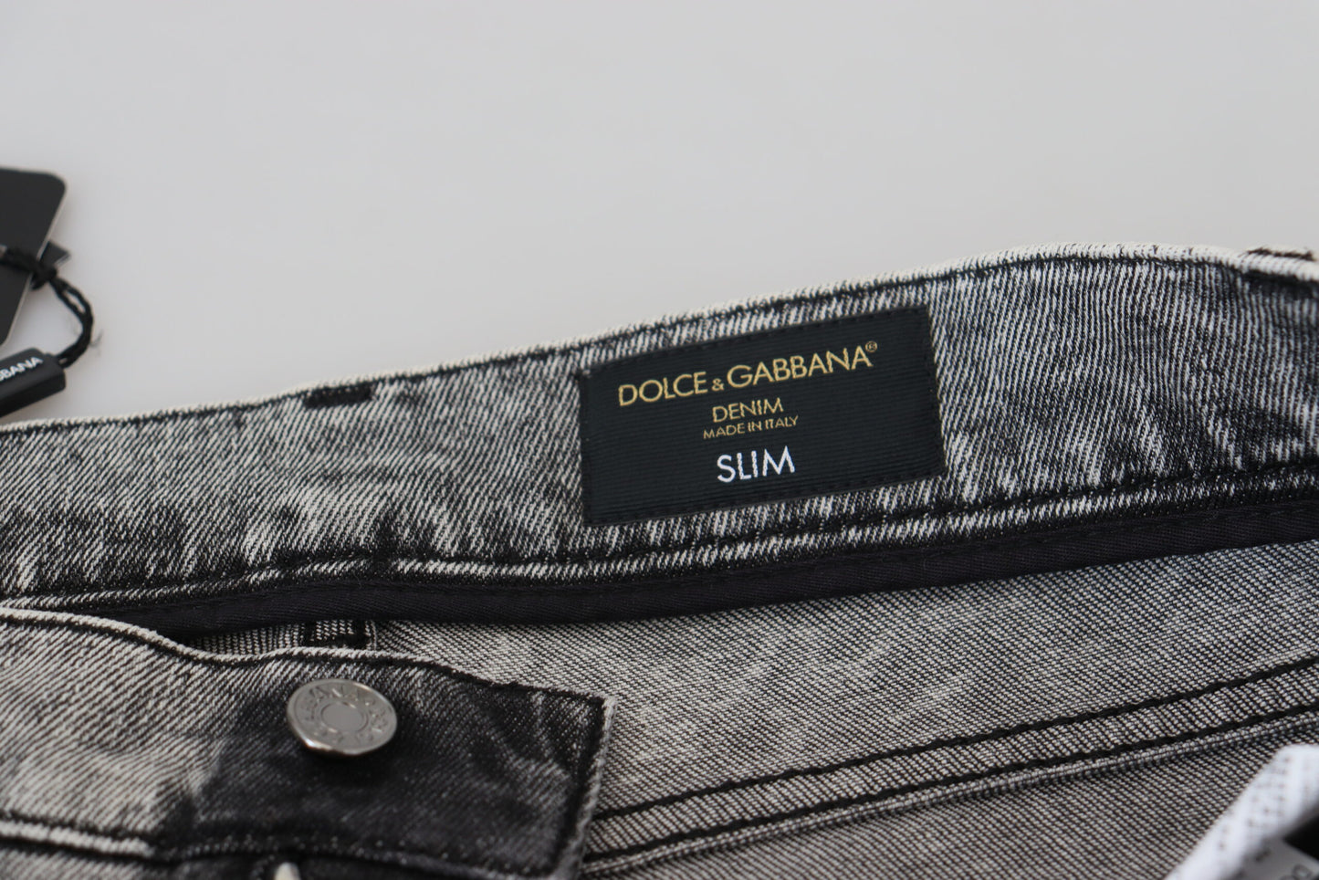 Jeans denim da uomo slim fit in cotone lavato grigio