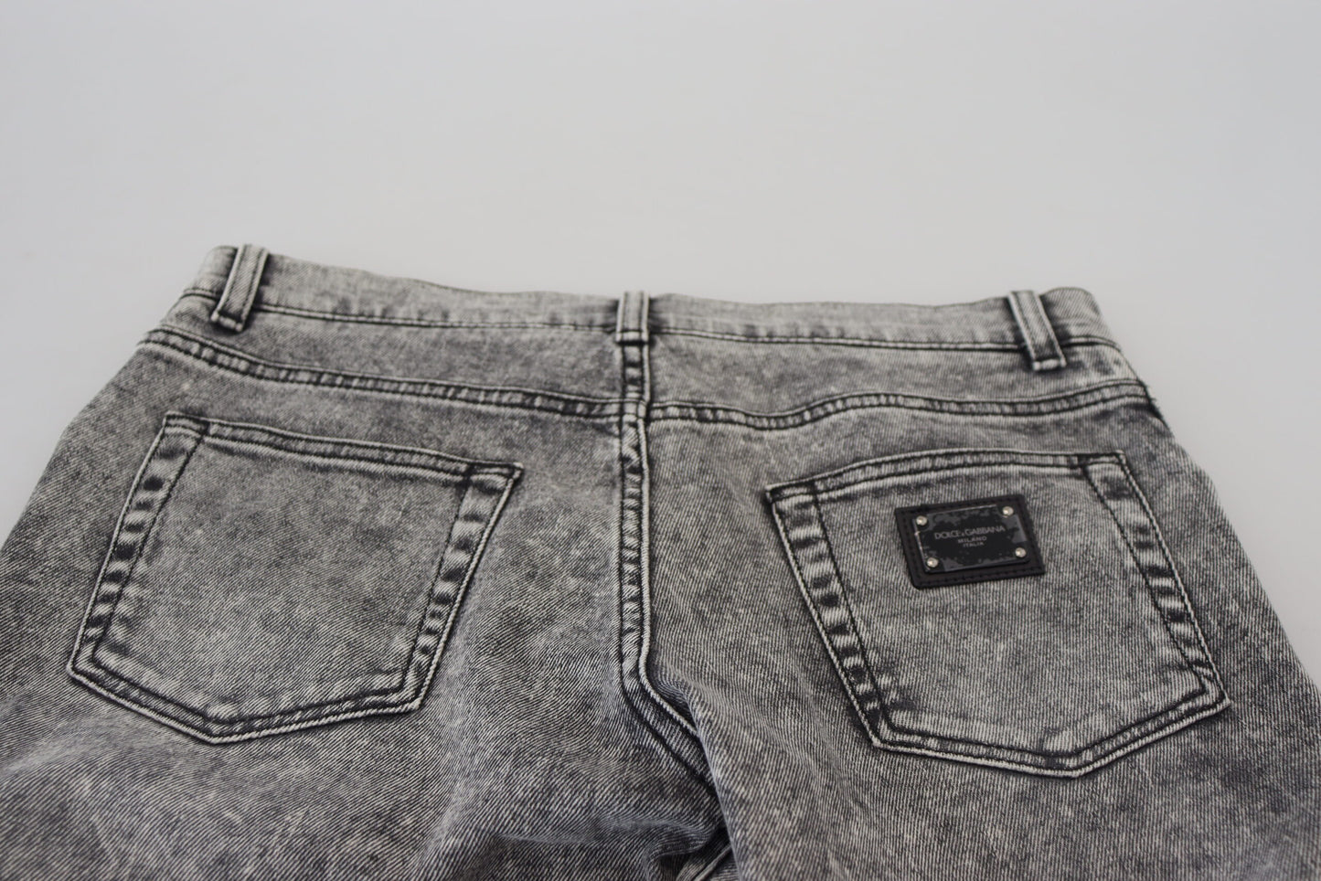 Jeans denim da uomo slim fit in cotone lavato grigio