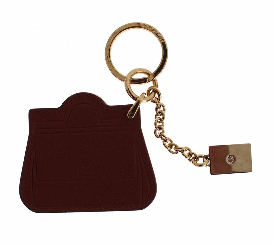 Llavero de cuero marrón Miss SICILY Gold Finder Chain