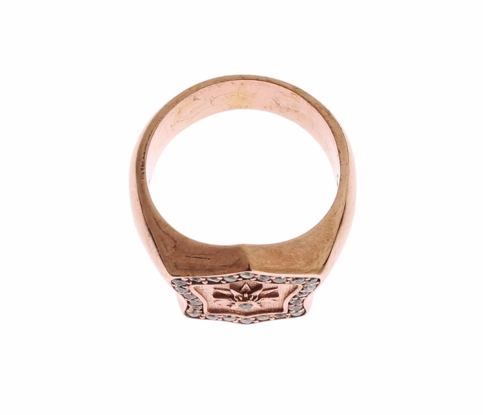 Anillo transparente auténtico de plata 925 de oro rosa