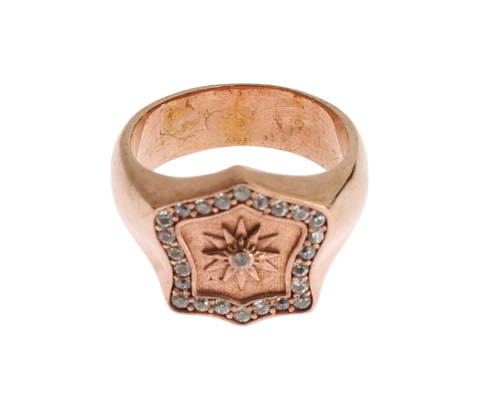 Anillo transparente auténtico de plata 925 de oro rosa