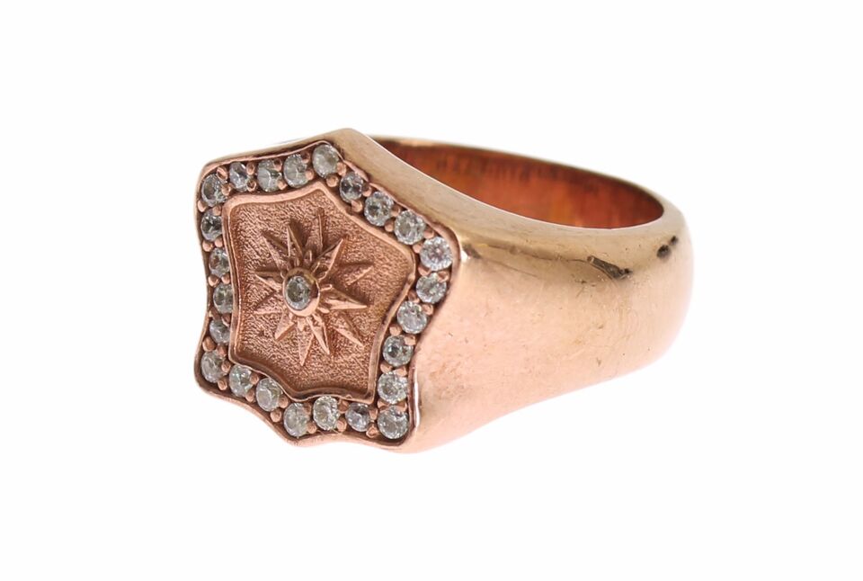 Anillo transparente auténtico de plata 925 de oro rosa