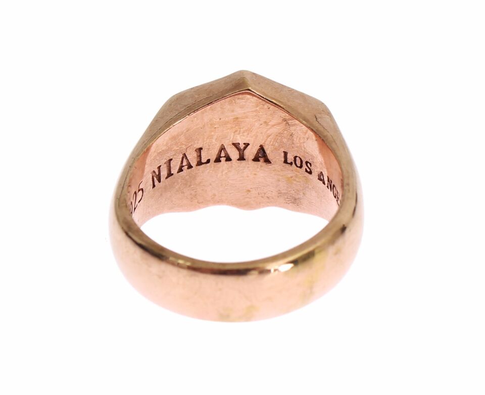 Anillo transparente auténtico de plata 925 de oro rosa