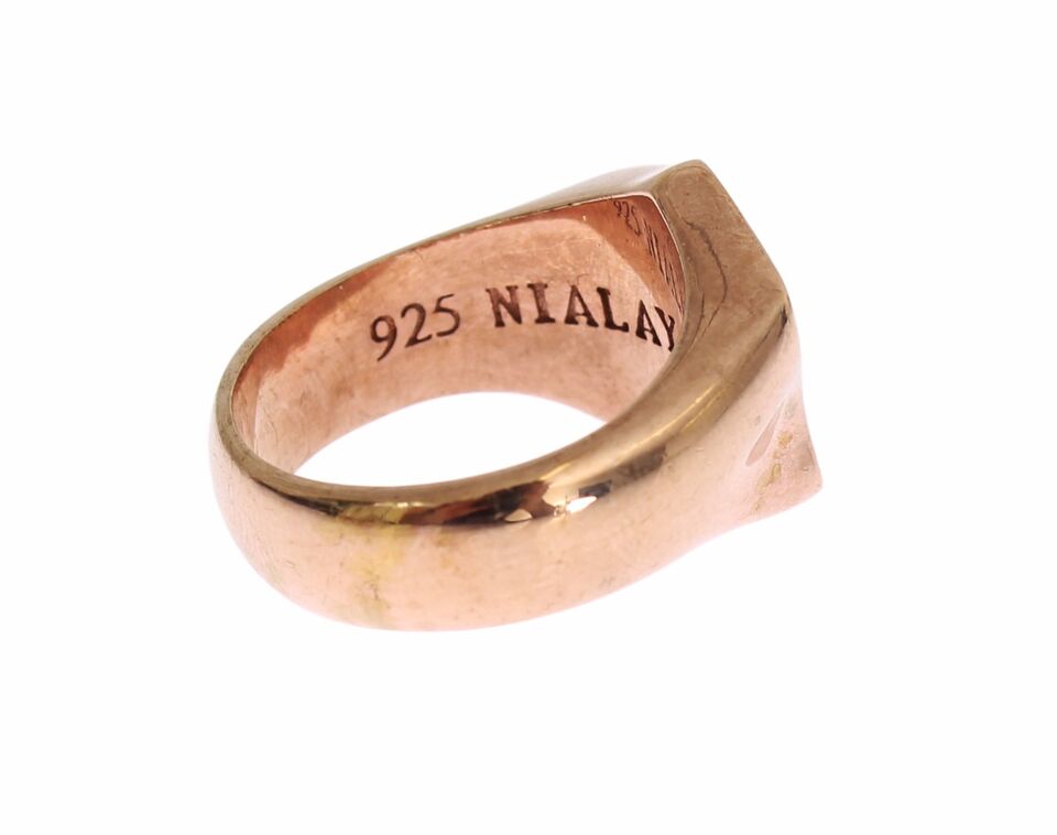 Anillo transparente auténtico de plata 925 de oro rosa