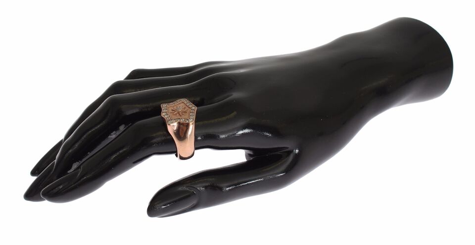 Anillo transparente auténtico de plata 925 de oro rosa