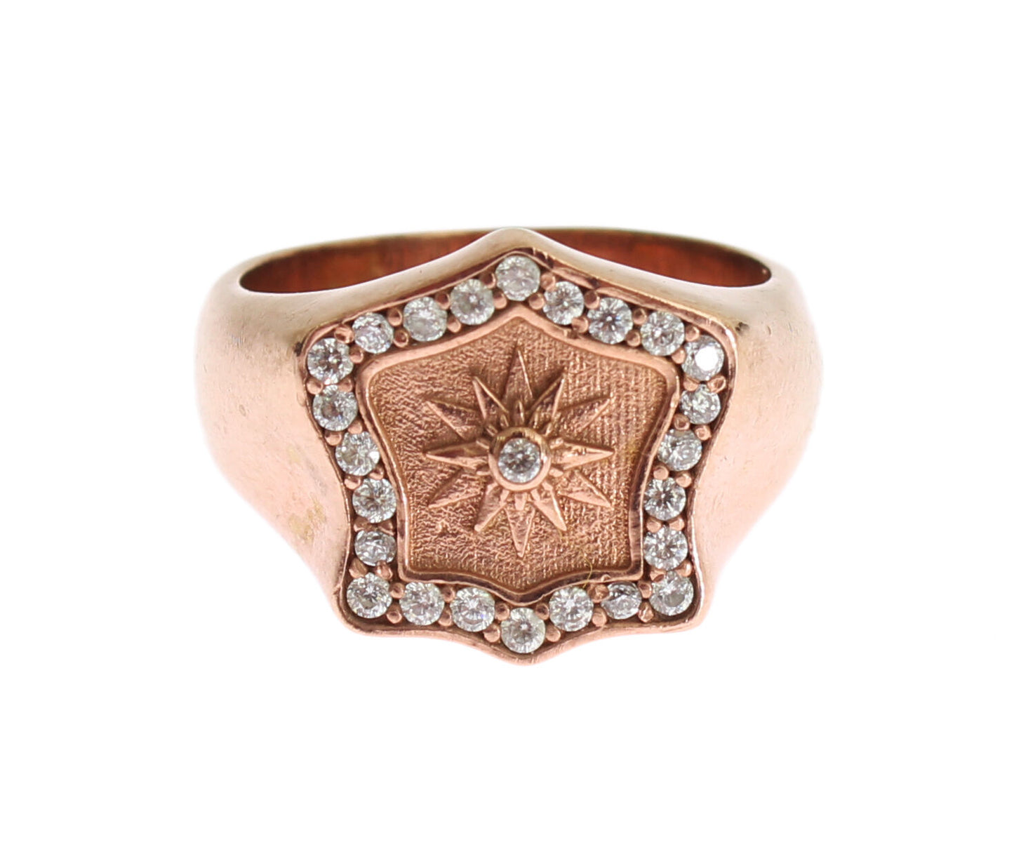 Anillo transparente auténtico de plata 925 de oro rosa