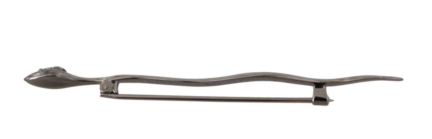 Spilla Spilla Serpente in cristallo di ottone argentato
