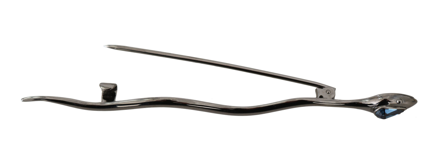 Spilla Spilla Serpente in cristallo di ottone argentato