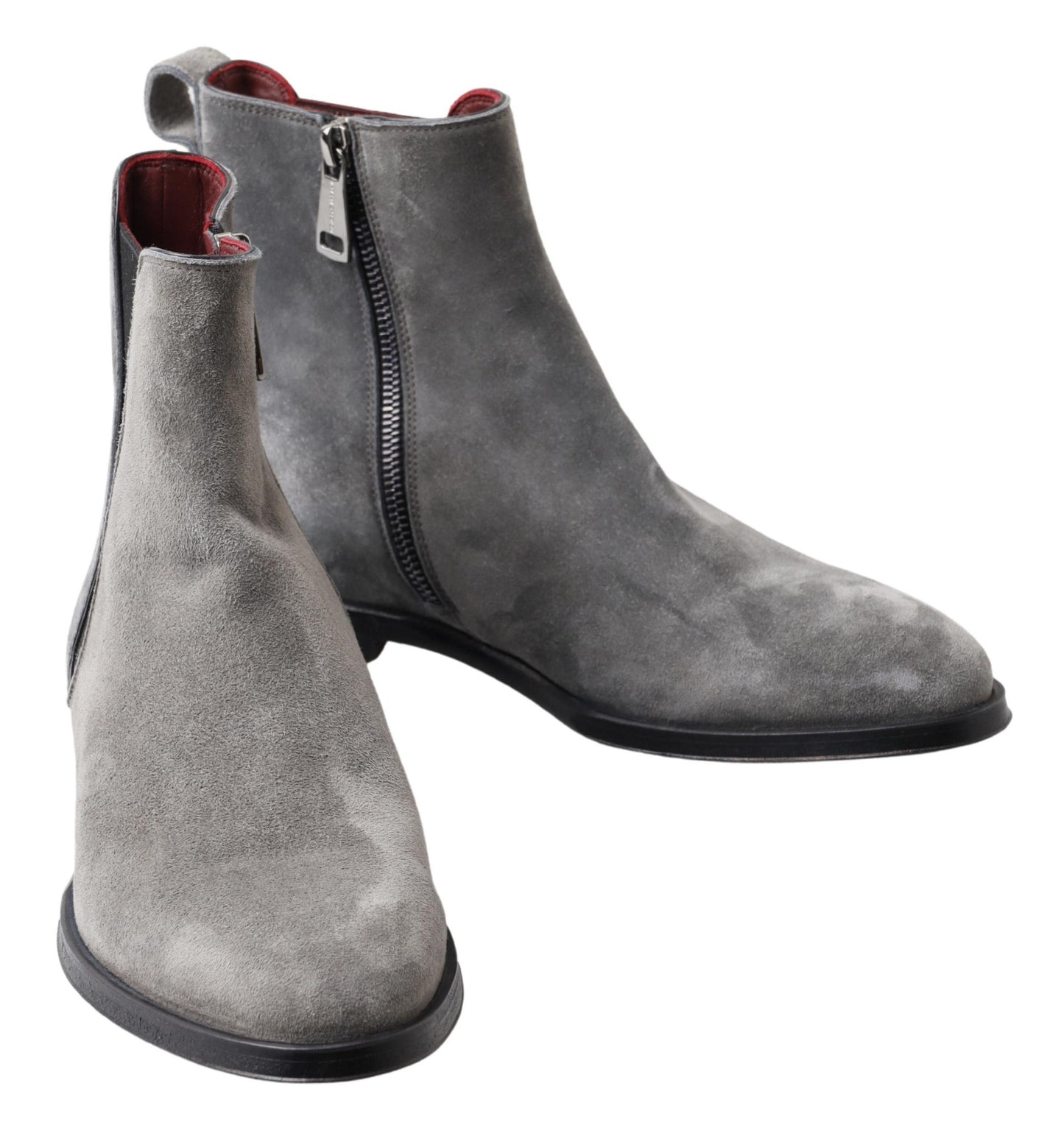 Zapatos de botines de hombre de cuero gris