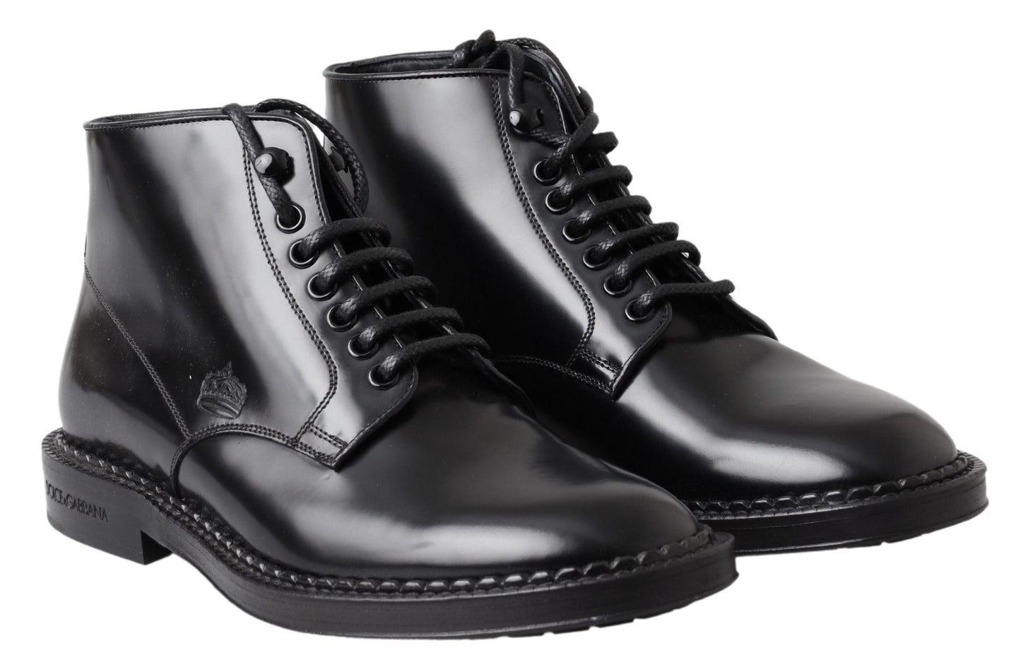 Botas cortas de cuero negro para hombre Zapatos con cordones