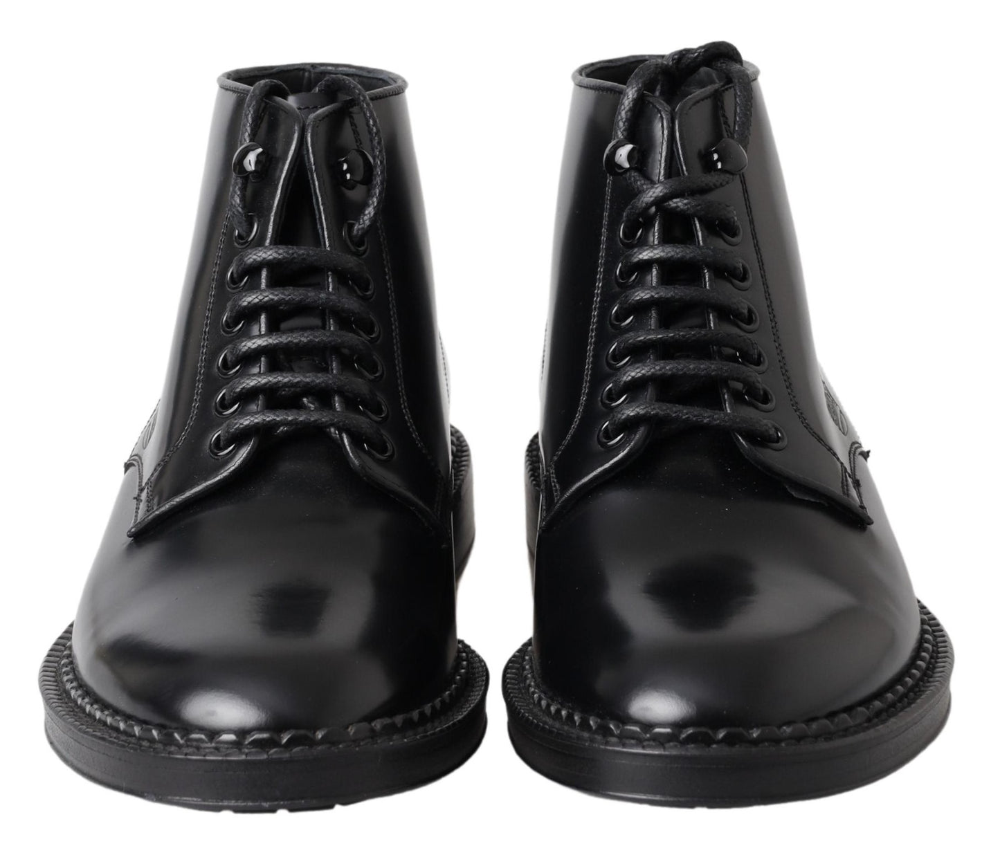 Botas cortas de cuero negro para hombre Zapatos con cordones