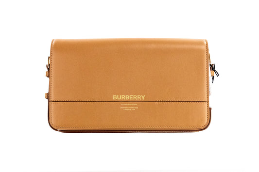 Sac à main en cuir lisse nutmeg Burberry Grace Small avec rabat et bandoulière
