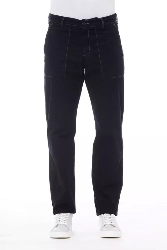 Pantalons en coton bleu Alpha Studio pour hommes