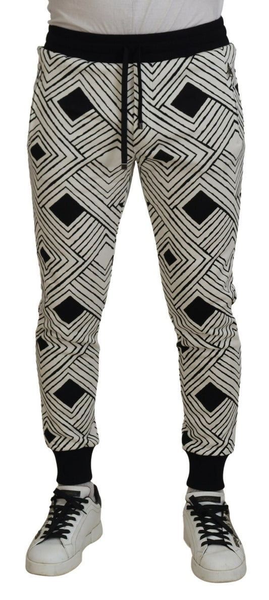 Pantaloni sportivi in cotone bianco nero