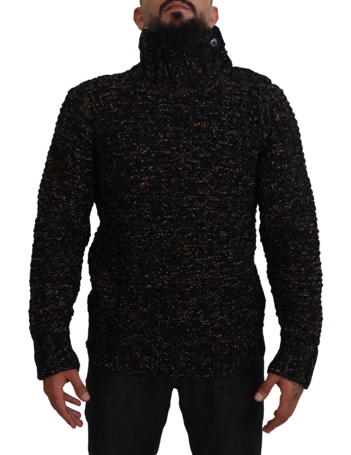 Jersey de cuello alto marrón de Fatto A Mano