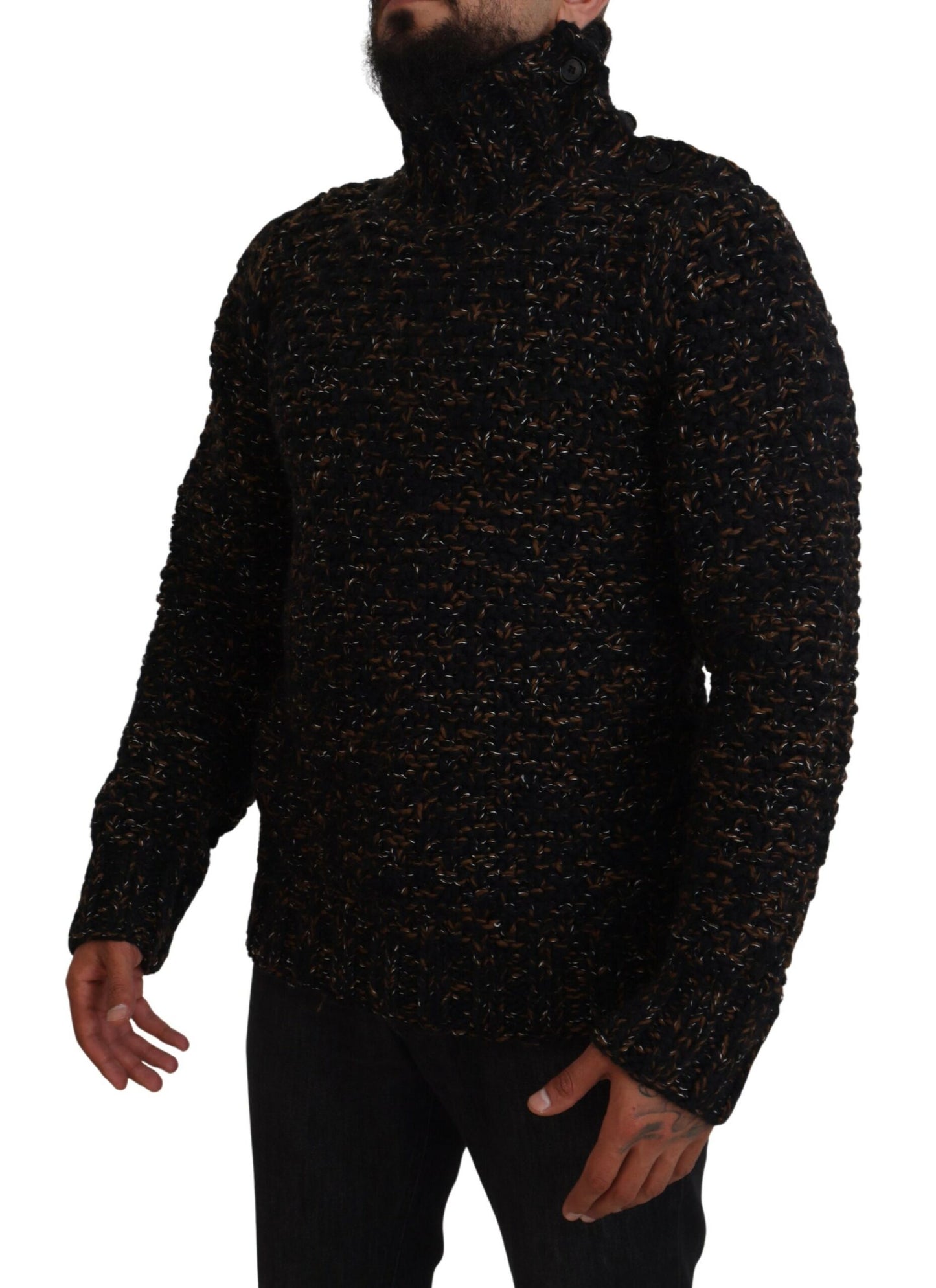 Jersey de cuello alto marrón de Fatto A Mano