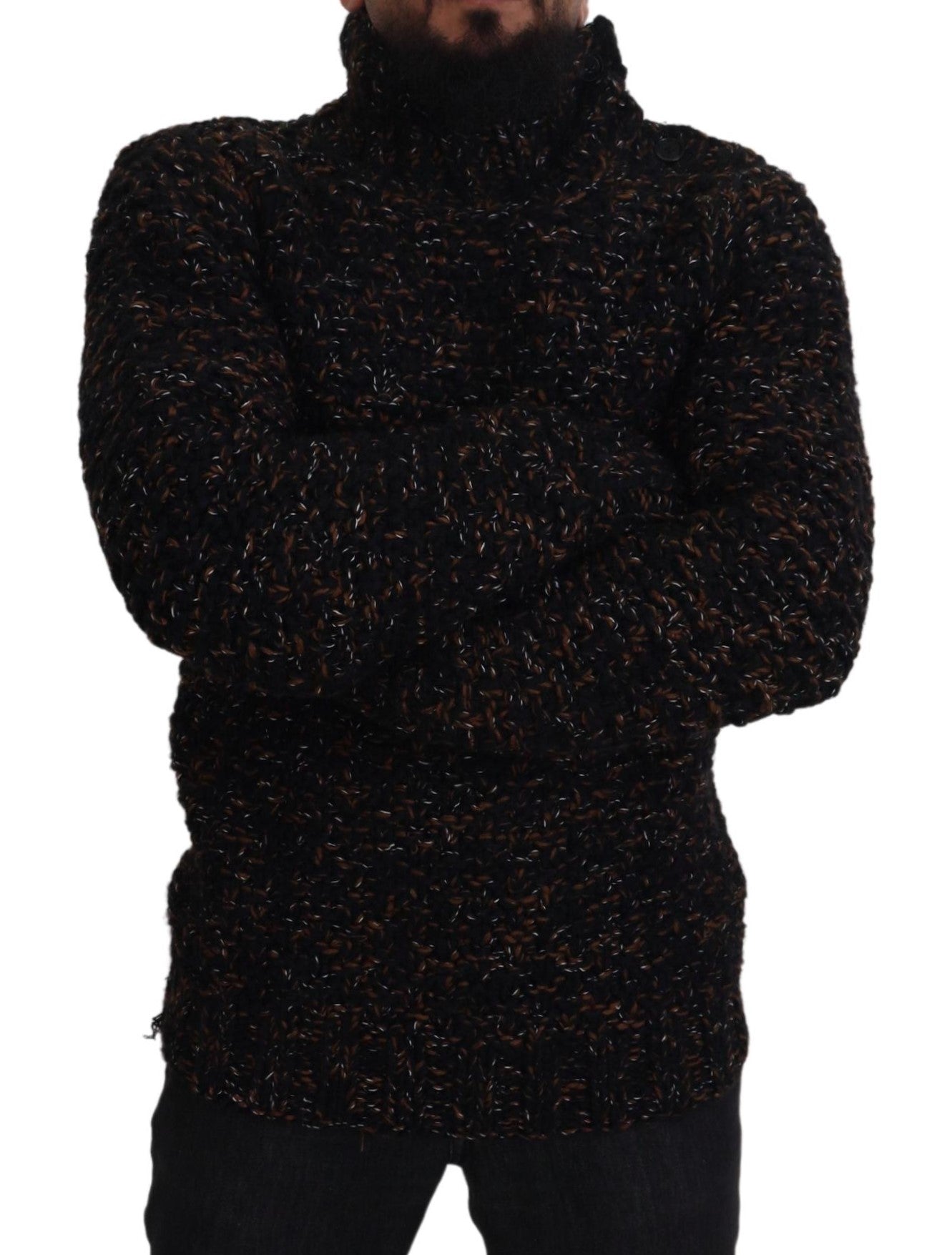 Jersey de cuello alto marrón de Fatto A Mano
