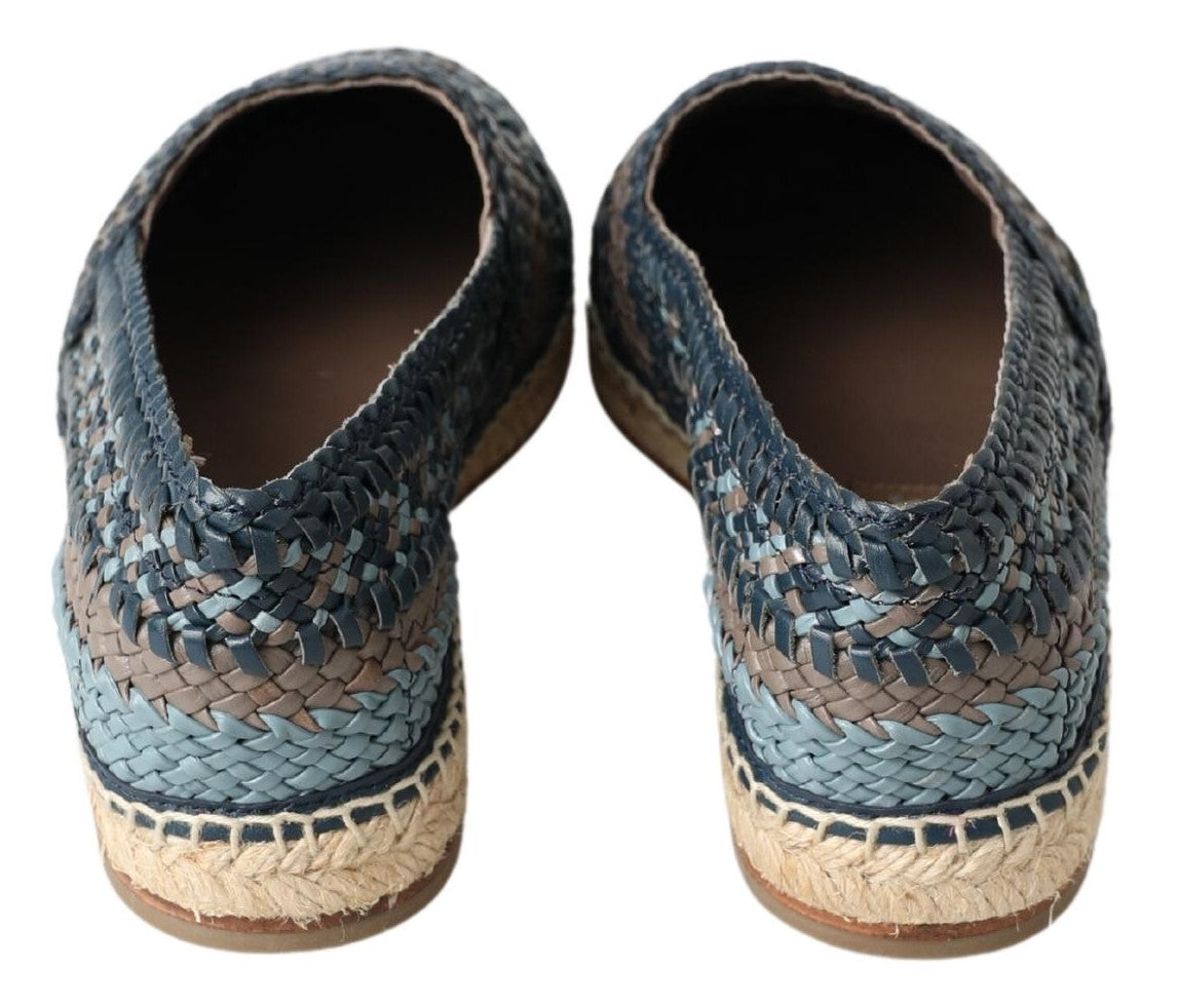 Alpargatas Buffalo de cuero gris azul