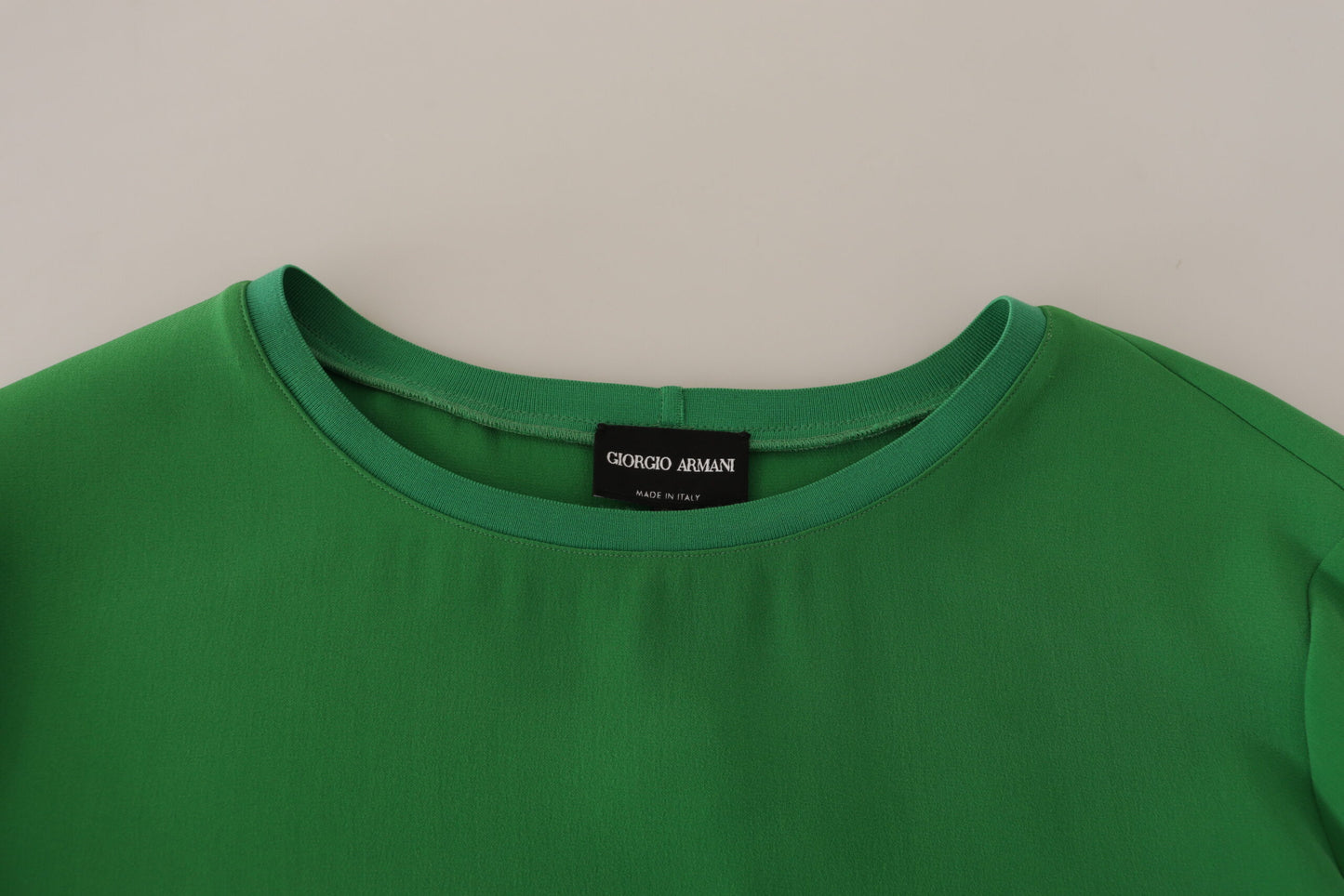 Jersey de cuello redondo de manga larga de seda verde