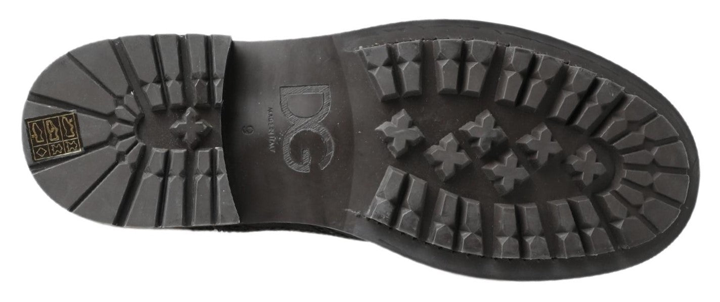 Botines de cuero negros y grises