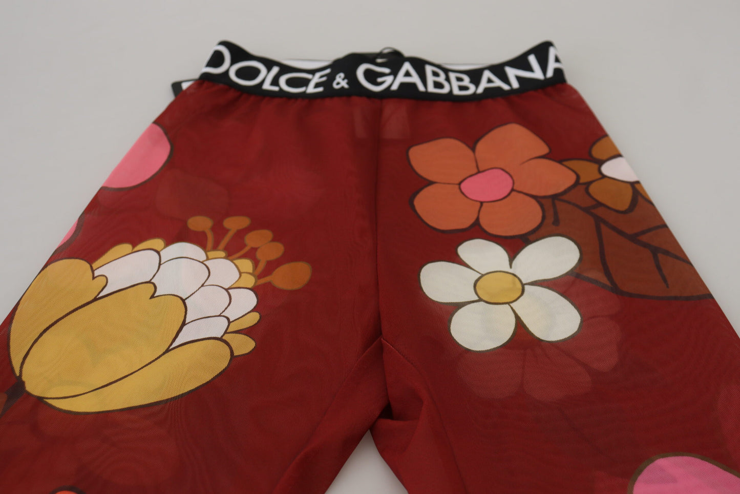 Dolce & Gabbana – Leggings mit hoher Taille und Blumenmuster in Rot