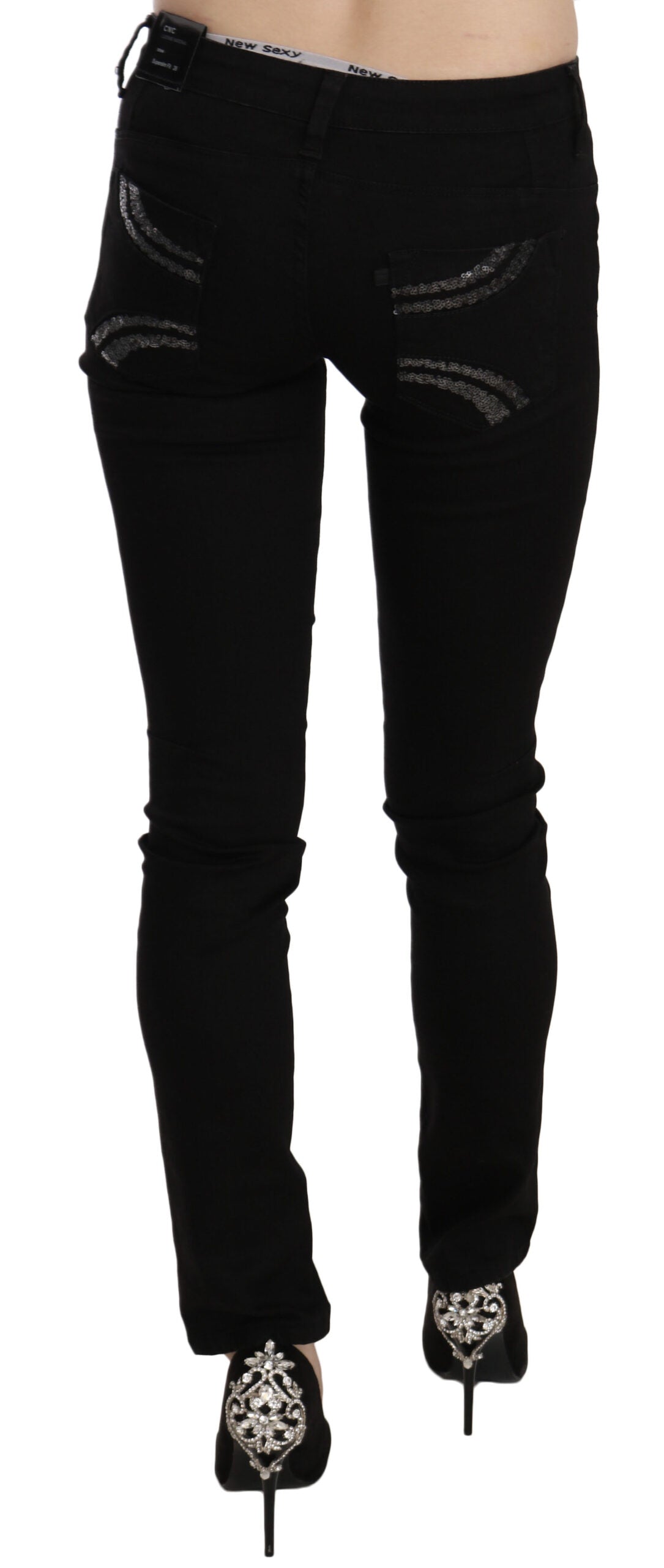 Costume National Elegante schwarze Slim Fit-Jeans mit mittelhoher Taille