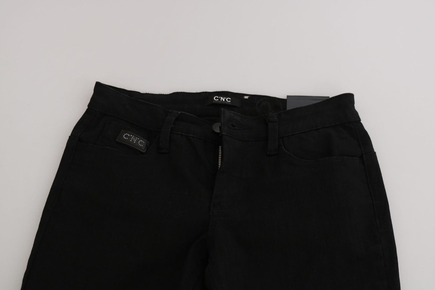 Costume National Elegante schwarze Slim Fit-Jeans mit mittelhoher Taille