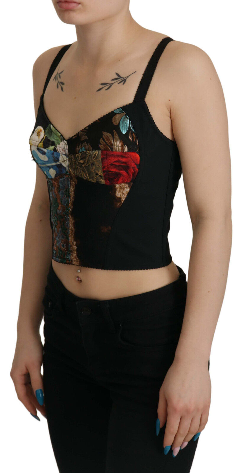 Dolce & Gabbana Elegante Bluse mit Korsett-Oberteil und Blumenmuster