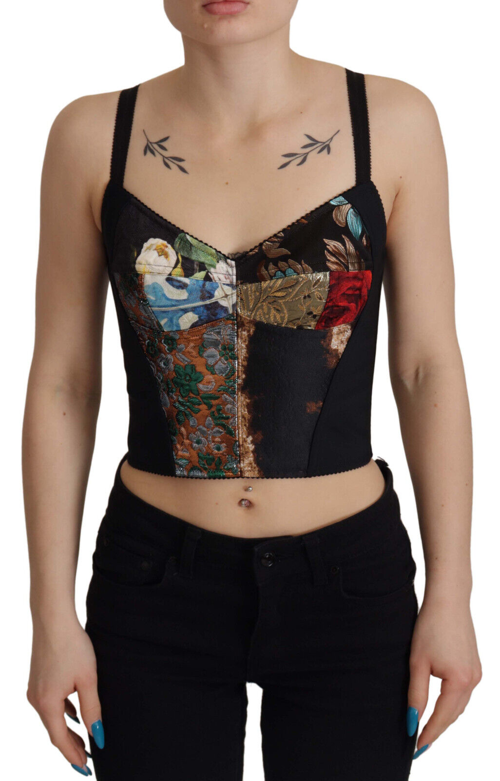 Dolce & Gabbana Elegante Bluse mit Korsett-Oberteil und Blumenmuster
