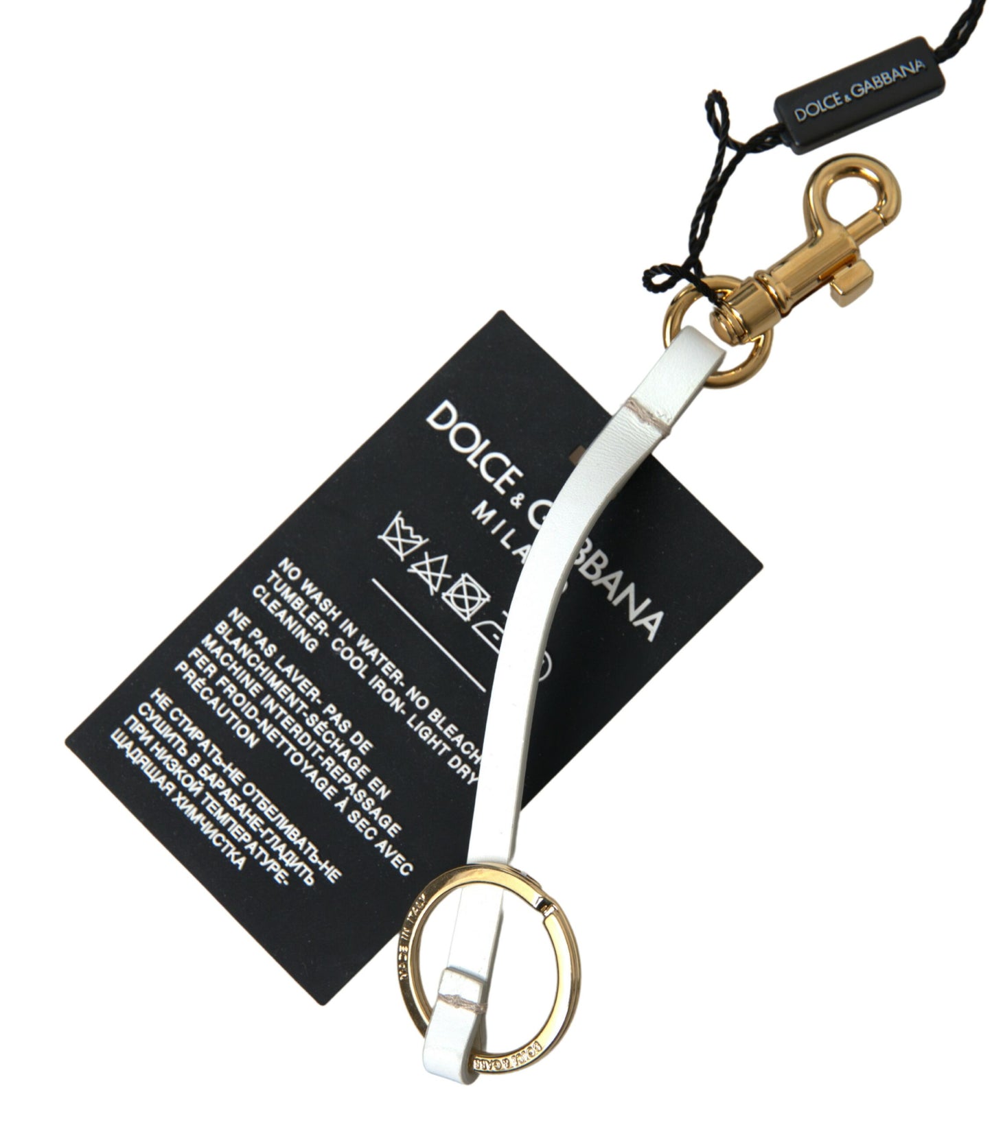 Portachiavi in ottone dorato con logo DG in silicone nero