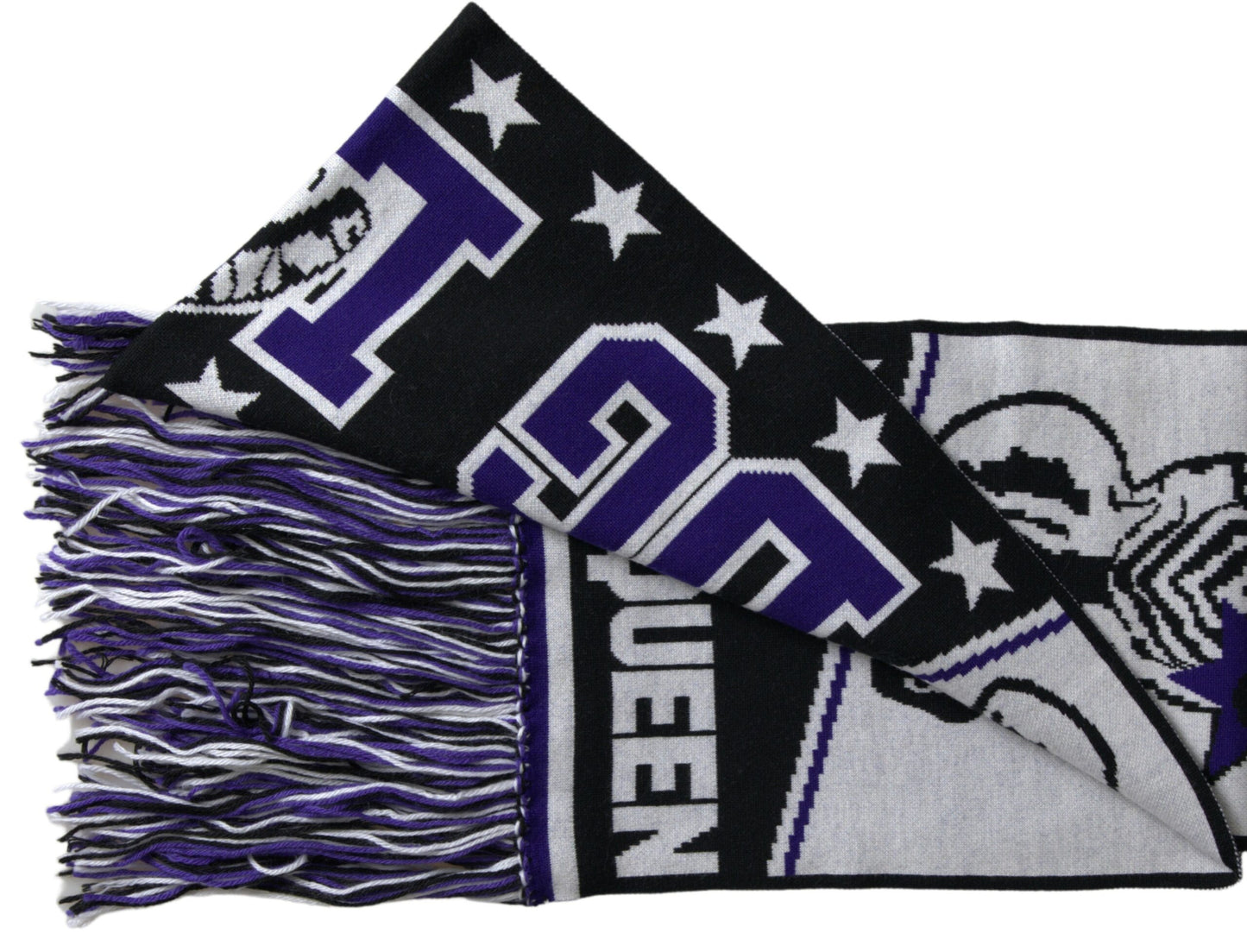 Bufanda cruzada de lana multicolor con flecos DG Queen