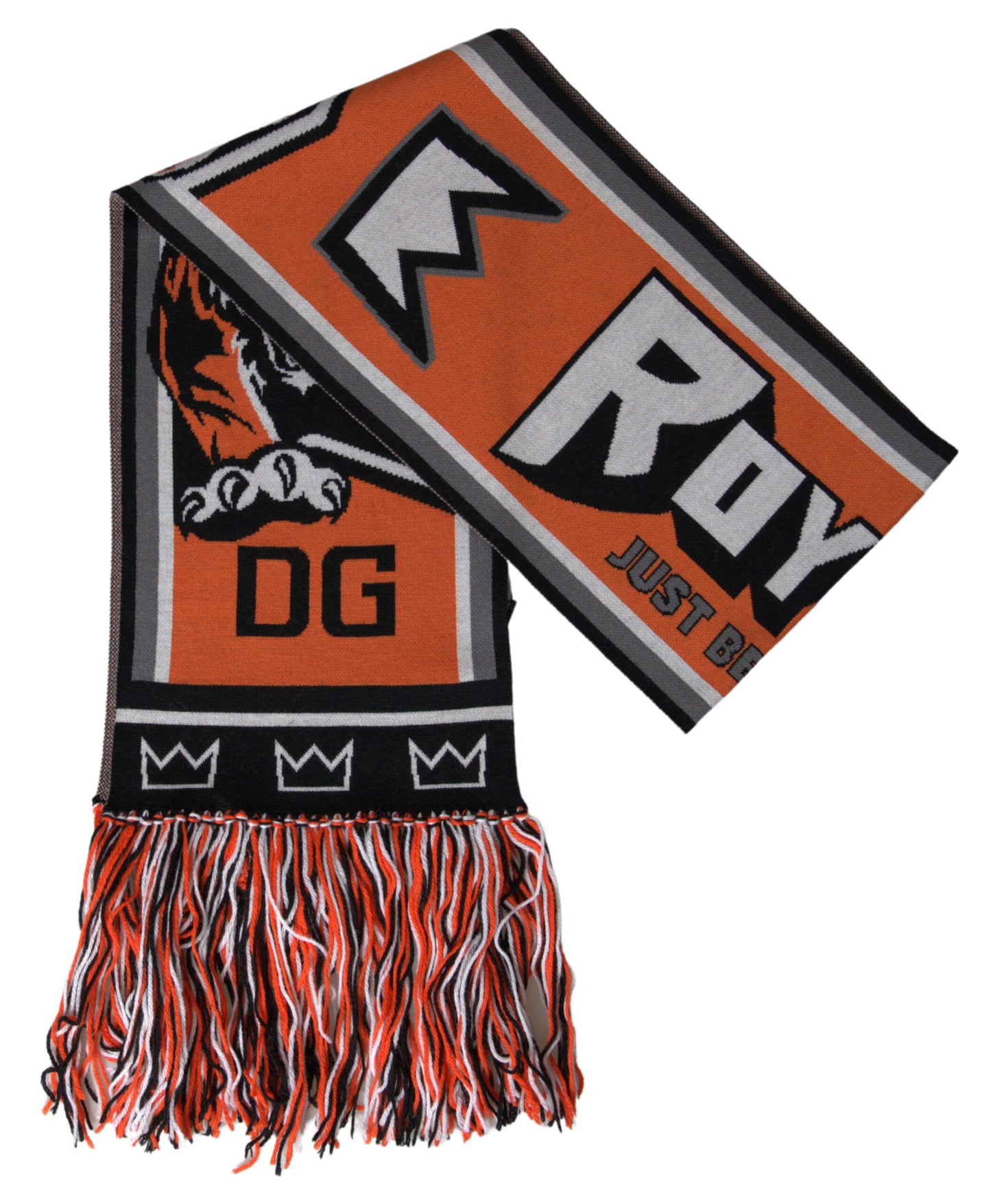 Sciarpa avvolgente con frange DG Royals in lana multicolore