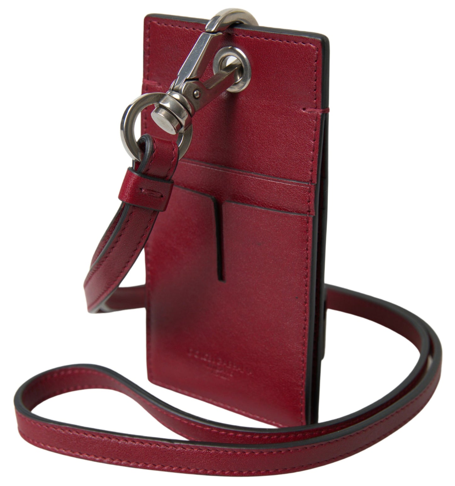Cartera de hombre con tarjetero delgado y cordón de cuero rojo