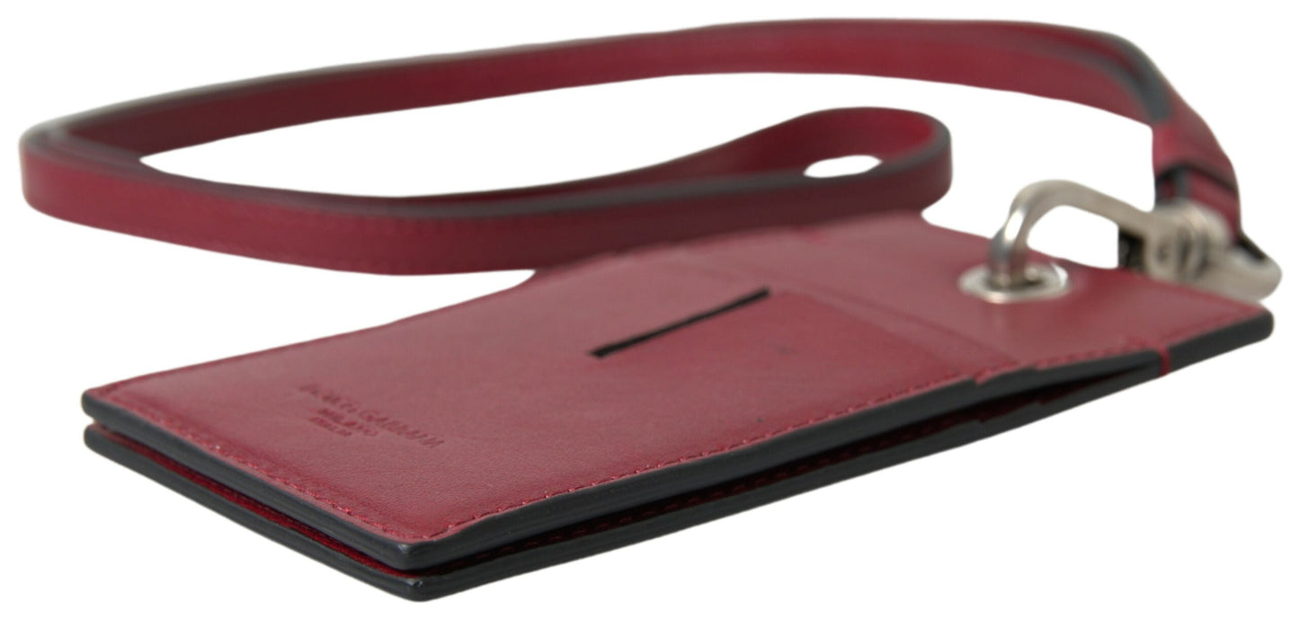 Cartera de hombre con tarjetero delgado y cordón de cuero rojo
