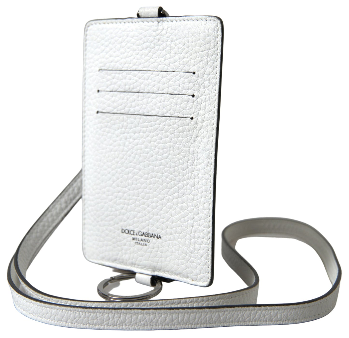 Cartera de hombre con tarjetero y tarjetero con cordón de cuero blanco