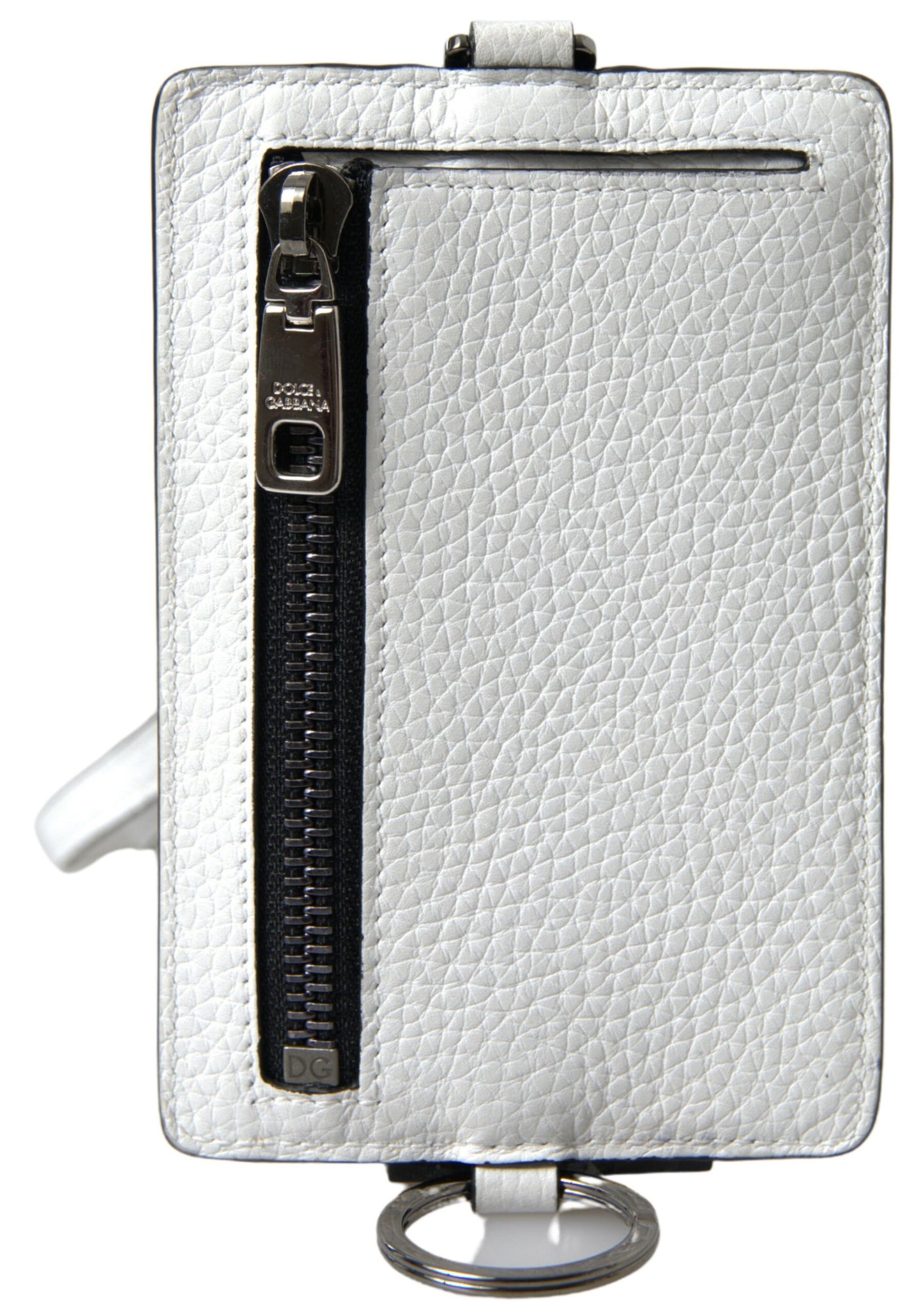 Cartera de hombre con tarjetero y tarjetero con cordón de cuero blanco