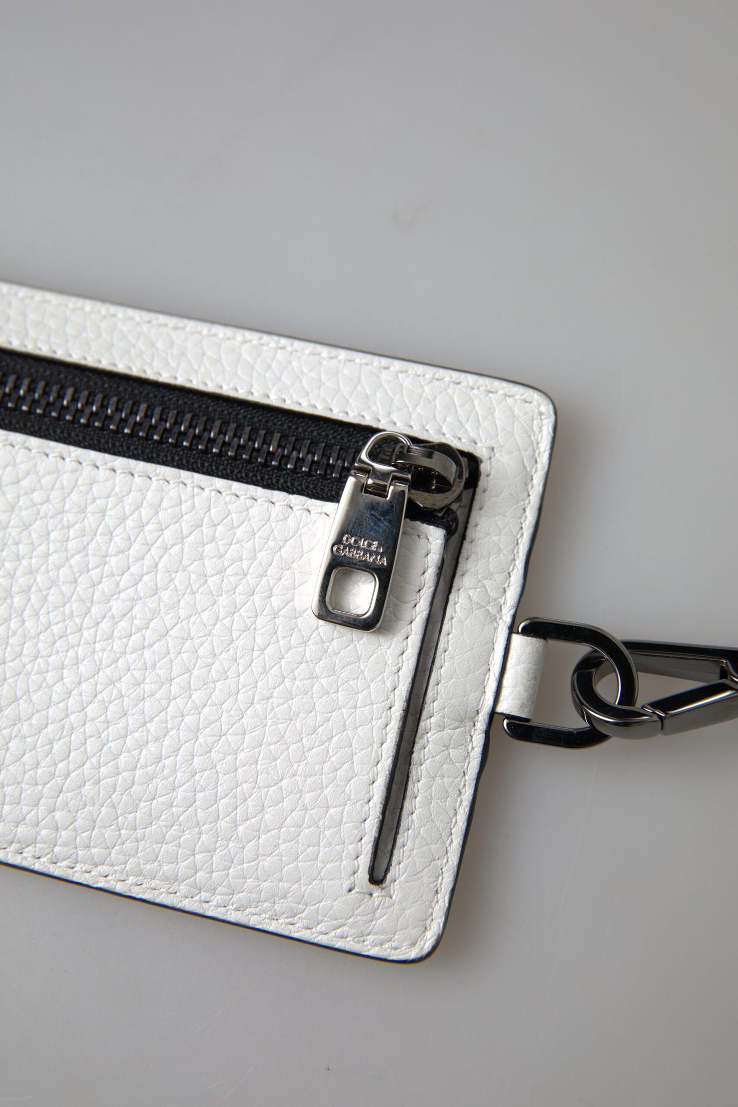 Cartera de hombre con tarjetero y tarjetero con cordón de cuero blanco