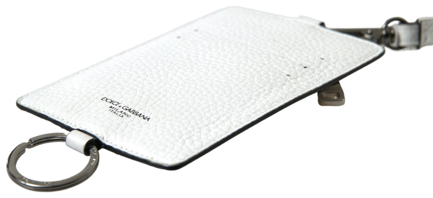 Cartera de hombre con tarjetero y tarjetero con cordón de cuero blanco