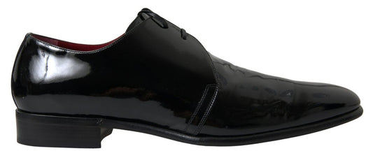 Dolce & Gabbana Elegante formelle Herrenschuhe aus schwarzem Lackleder