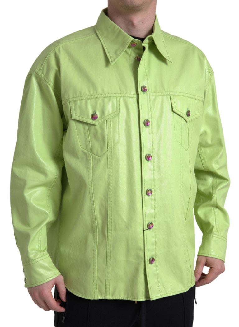 Camicia button down con colletto in cotone verde