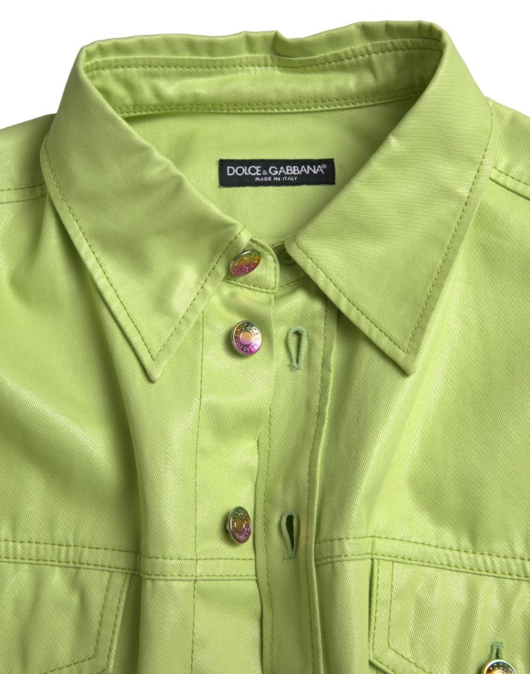 Camicia button down con colletto in cotone verde