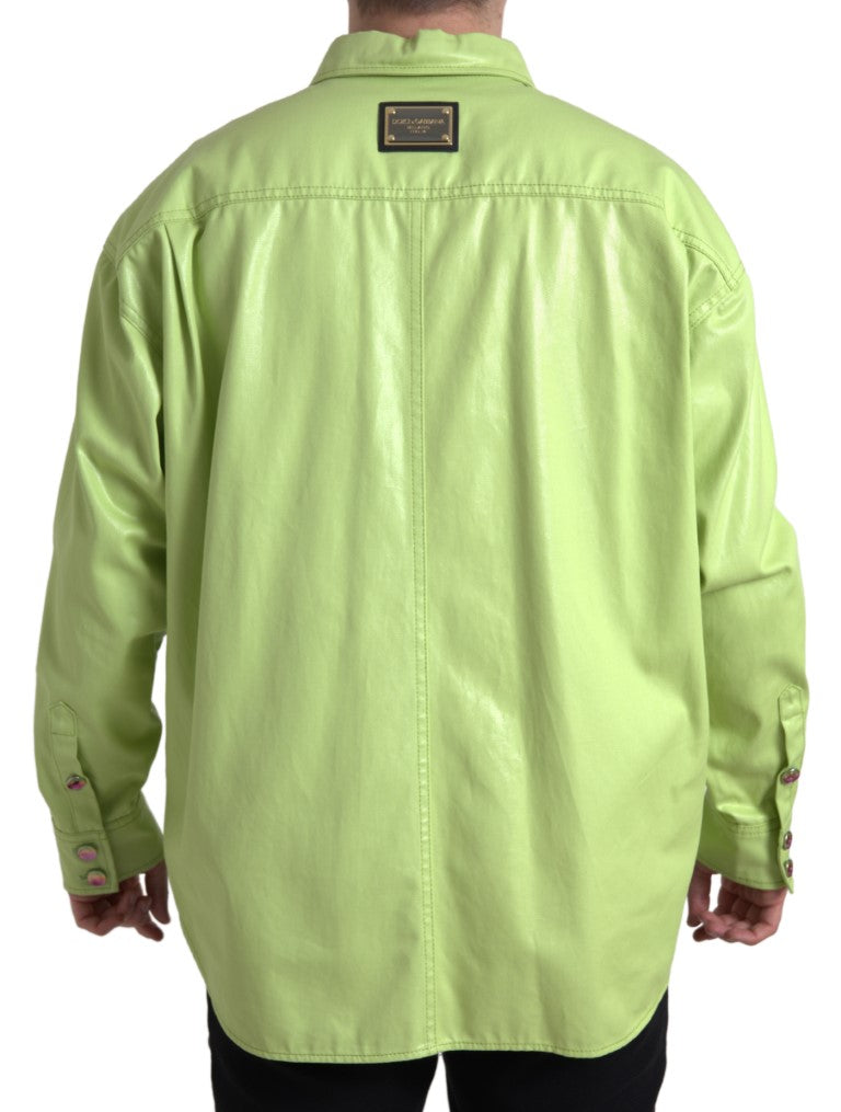 Camicia button down con colletto in cotone verde