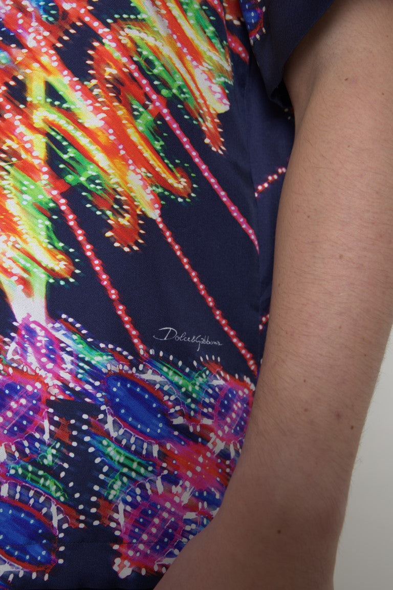 Camicia da uomo con stampa Luminarie multicolor in seta